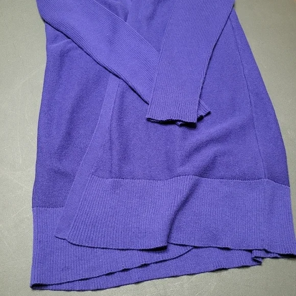 Eileen Fisher Deep Purple Open Front Organic Cotton Long Sweater Cardigan Small - Picture 5 of 7